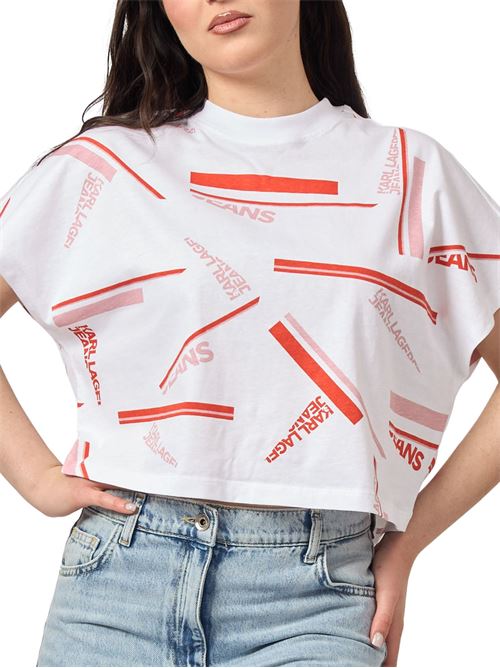 T-shirt donna bianca in cotone Karl Lagerfeld jeans | A2W1703410W